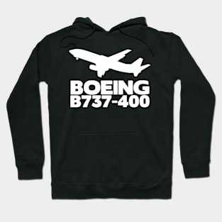 Boeing B737-400 Silhouette Print (White) Hoodie